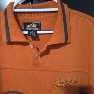 Johnny Blaze XXL Long Sleeve Polo Shirt Orange Gray Embroidered‎ Logo Knit Top